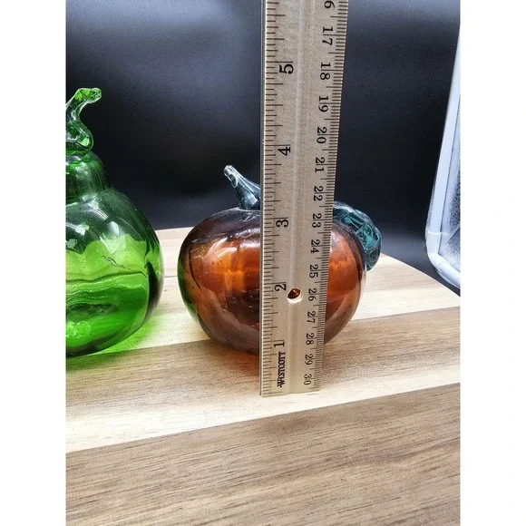 Set Of 2 Vintage Hand Blown‎ Glass Fruits Apple Pear - Picture 3 of 9